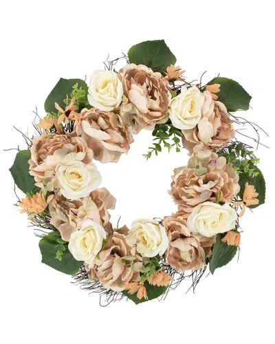 Northlight Floral Fall Harvest Artificial Wreath In Pink