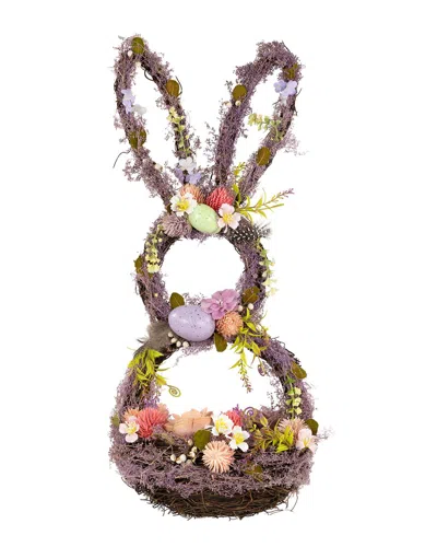 Northlight Floral Grapevine Bunny Easter Basket In Purple