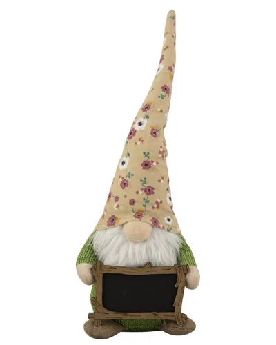 Northlight Floral Springtime Gnome With Message Board In Yellow