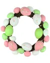 Northlight Floral Stem Easter Egg Spring Grapevine Wreath In Pink
