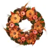 Northlight Flowers And Gourds Pine Cone Artificial Fall Harvest Wreath In Orange
