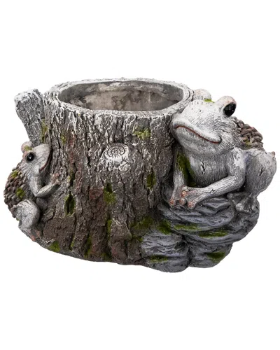 Northlight Frogs On Tree Stump Outdoor Garden Planter