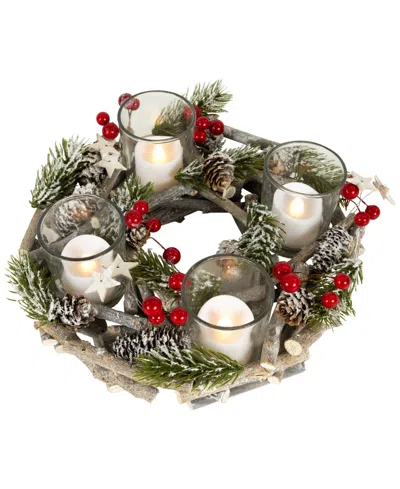 Northlight Frosted Christmas Glass Votive Candle Holder In Brown