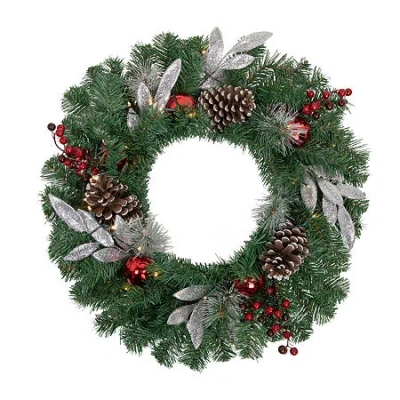 Northlight Frosted Pre-lit Wreath In Multi