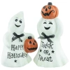 Northlight Ghost And Pumpkin "happy Halloween" And "trick Or Treat" Figurines In White