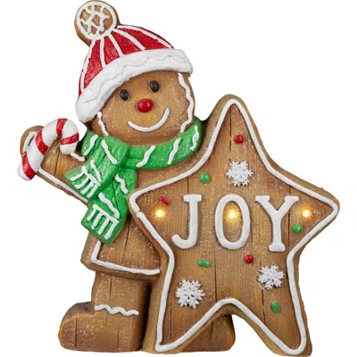 Northlight Gingerbread Cookie Boy With Lighted "joy" Star Christmas Decoration In Brown