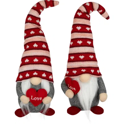 Northlight Girl And Boy "love" Heart Valentine's Day Gnomes In Red