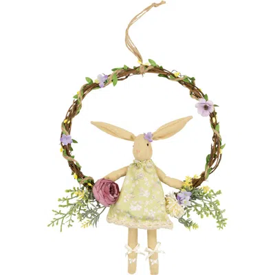Northlight Girl Bunny Artificial Floral Mini Easter Wreath In Multi