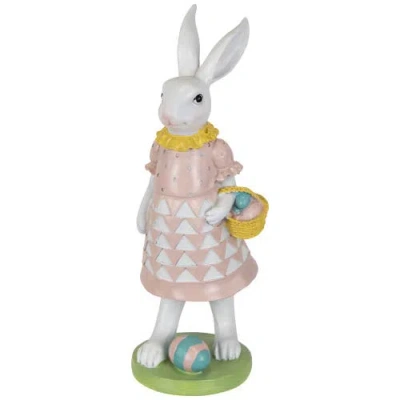 Northlight Girl Bunny With Easter Basket Outdoor Garden Statue In Pink