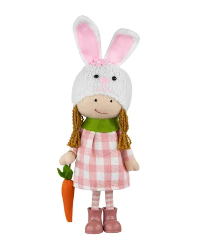 Northlight Girl In Bunny Hat Standing Figurine In Pink