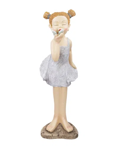 Northlight Girl With Butterfly Outdoor Garden Statue In Purple