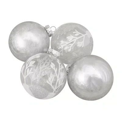 Northlight Glass 2-finish Ball 4-pc. Christmas Ornament In Silver