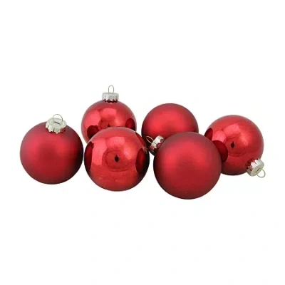 Northlight Glass 2-finish Ball 6-pc. Christmas Ornament In Red