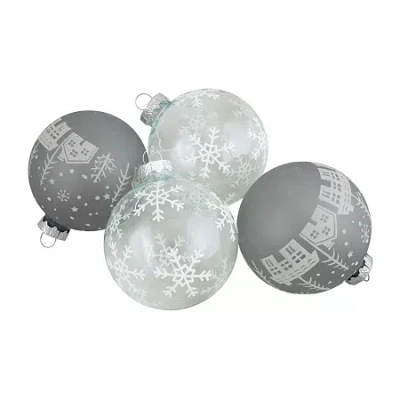 Northlight Glass Ball Hanging 4-pc. Christmas Ornament In Gray