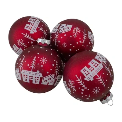Northlight Glass Ball Hanging 4-pc. Christmas Ornament In Red