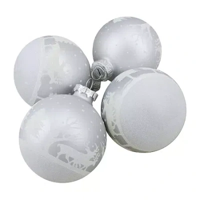 Northlight Glass Hanging Ball 4-pc. Christmas Ornament In Silver