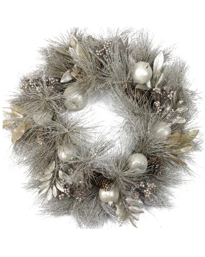 Northlight Glitter Champagne Gold Pomegranate Apple Pine Cone & Berry Christmas Wreath In Neutral