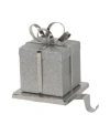 Northlight Glitter Gift Box With Bow Christmas Stocking Holder In Silver