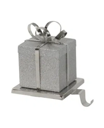 Northlight Glitter Gift Box With Bow Christmas Stocking Holder In Silver
