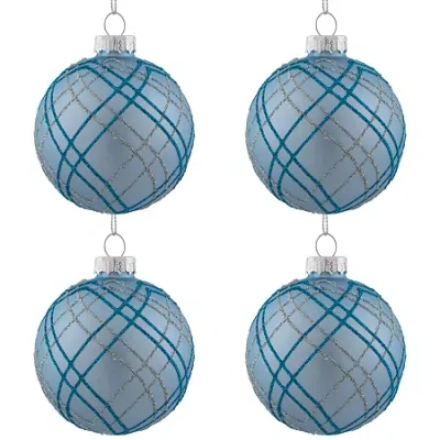 Northlight Glitter Glass Ball 4-pc. Christmas Ornament In Blue