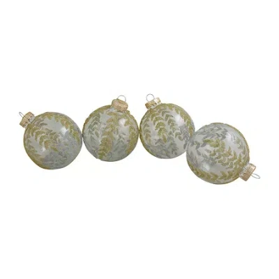 Northlight Glitter Leaves Ball 4-pc. Christmas Ornament In Silver