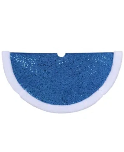 Northlight Glitter Mini Christmas Tree Skirt With Faux Fur Trim In Blue