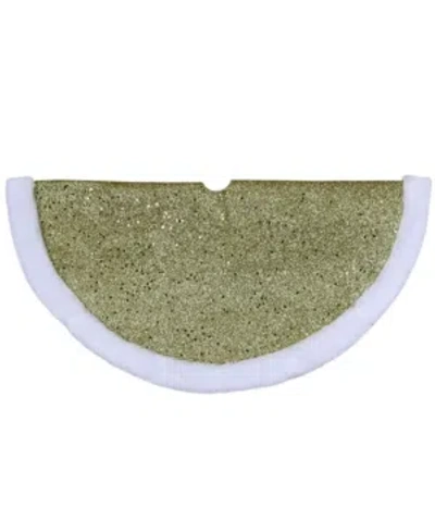 Northlight Glitter Mini Christmas Tree Skirt With Faux Fur Trim In Gold