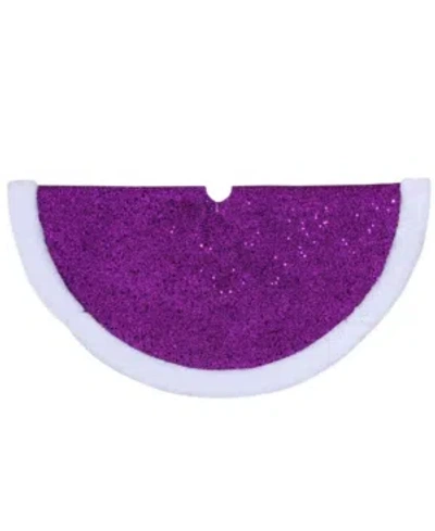 Northlight Glitter Mini Christmas Tree Skirt With Faux Fur Trim In Purple