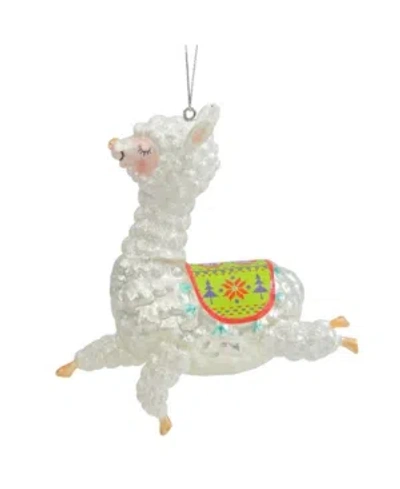 Northlight Glitter Regal Jumping Llama Glass Christmas Ornament In White