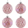 Northlight Glittered Geometric Iridescent Glass Ball Christmas Ornaments In Pink