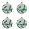 Northlight Glittered Glass Ball Christmas Ornaments With Pine Cones In Green