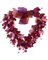 Northlight Glittered Hearts & Berries Valentine's Day Twig Wreath In Pink