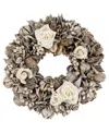 Northlight Glittered Winter Botanicals Artificial Wreath In White