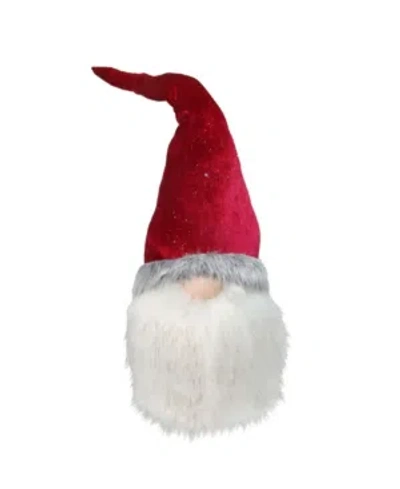 Northlight Gnome With Bendable Glitter Velvet Textured Hat Christmas Decoration In Red