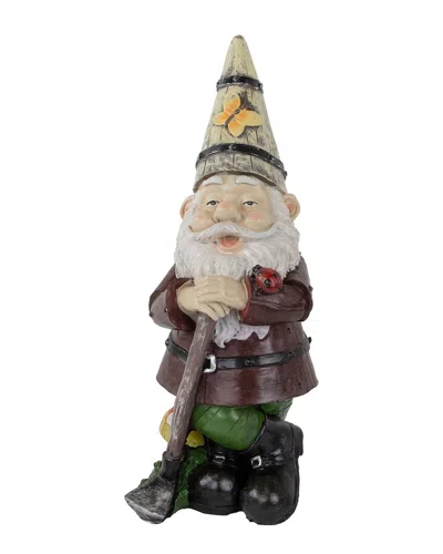 Northlight Gnome With Butterfly & Ladybug Outdoor Garden Statue In Brown