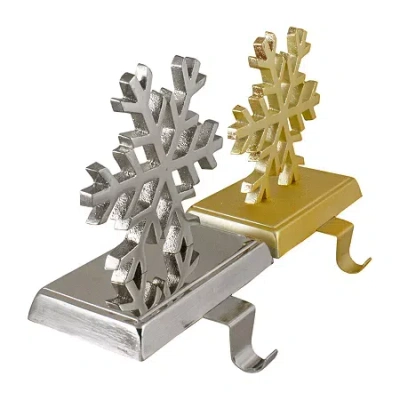Northlight Gold And Silver Shiny Snowflake S 3-pc. Christmas Stocking Holder In Multi