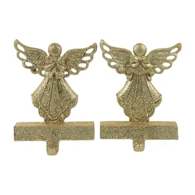 Northlight Gold Angel Glittered 5.5in 2-pc. Christmas Stocking Holder