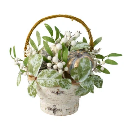 Northlight Gourds And Berries With Foliage In Green