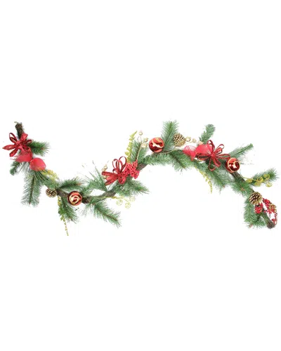 Northlight Grapevine & Pine With Red Ball Ornaments Artificial Christmas Garland In Multi