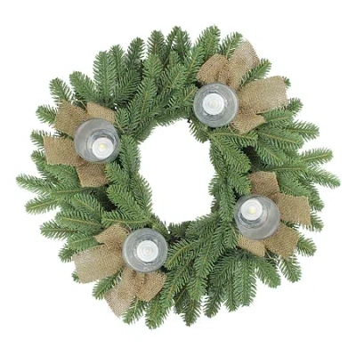 Northlight Green And Brown Pine Artificial Christmas Wreath With Candle Holder - 21-inch Unlit