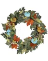 Northlight Green And Orange Foliage And Gourds Thanksgiving Artificial Wreath  22-inch In Green