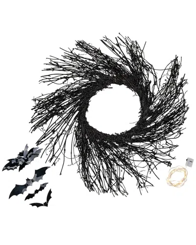 Northlight Halloween Twig Wreath With Bats In Black
