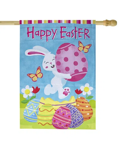 Northlight Happy Easter Bunny & Eggs Outdoor House Flag In Pink