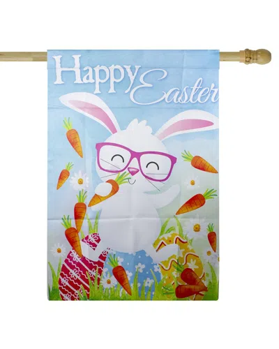 Northlight Happy Easter Bunny With Carrots Outdoor House Flag In Blue
