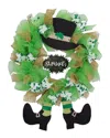 Northlight Happy St. Patrick's Day Ribbon Wreath With Leprechaun Hat In Green