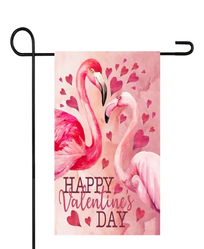NORTHLIGHT HAPPY VALENTINE'S DAY FLAMINGO OUTDOOR GARDEN FLAG 12.5" X 18"