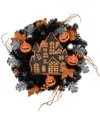 Northlight Haunted House Halloween Wreath In Orange