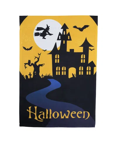 Northlight Haunted House With Flying Witch Halloween Outdoor Garden Flag, 18" X 12.5" In Black