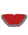 Northlight Heptagon With Snowflakes Reindeer Knit Border Christmas Tree Skirt, 50" In Red