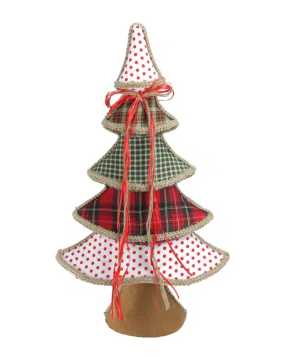 Northlight Holiday Moments Red Green & White Plaid & Polka Dot Christmas Tree Decoration In Multi